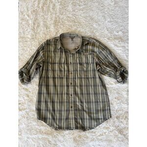 Timberland Mens Plaid Roll Tab Button Down‎ Shirt Hiking Outdoor